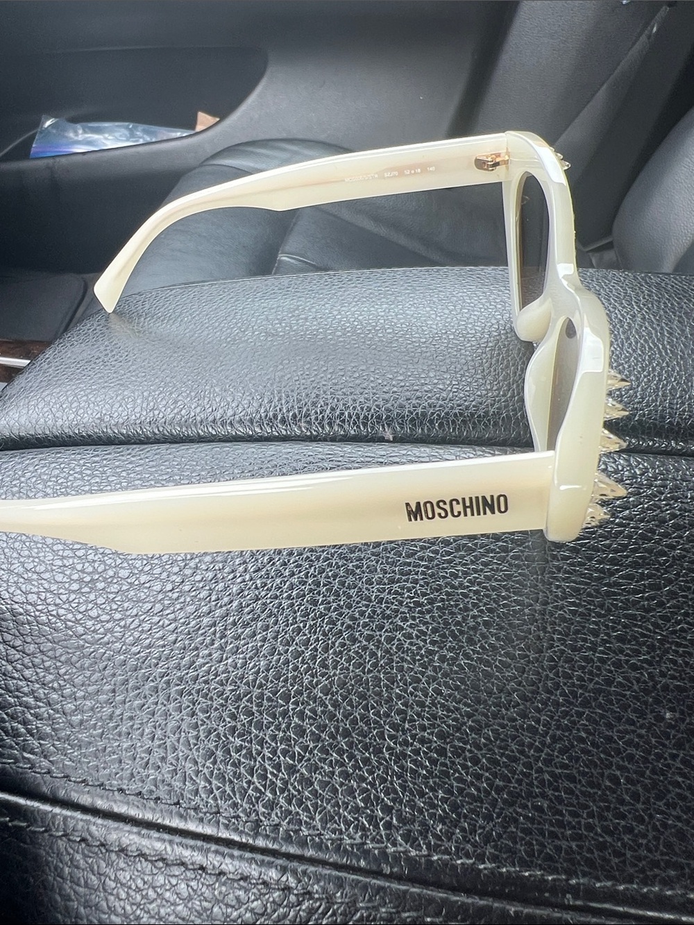 Moschino Cream Cat-Eye Sunglasses with Rhinestones - Picture 2 of 5